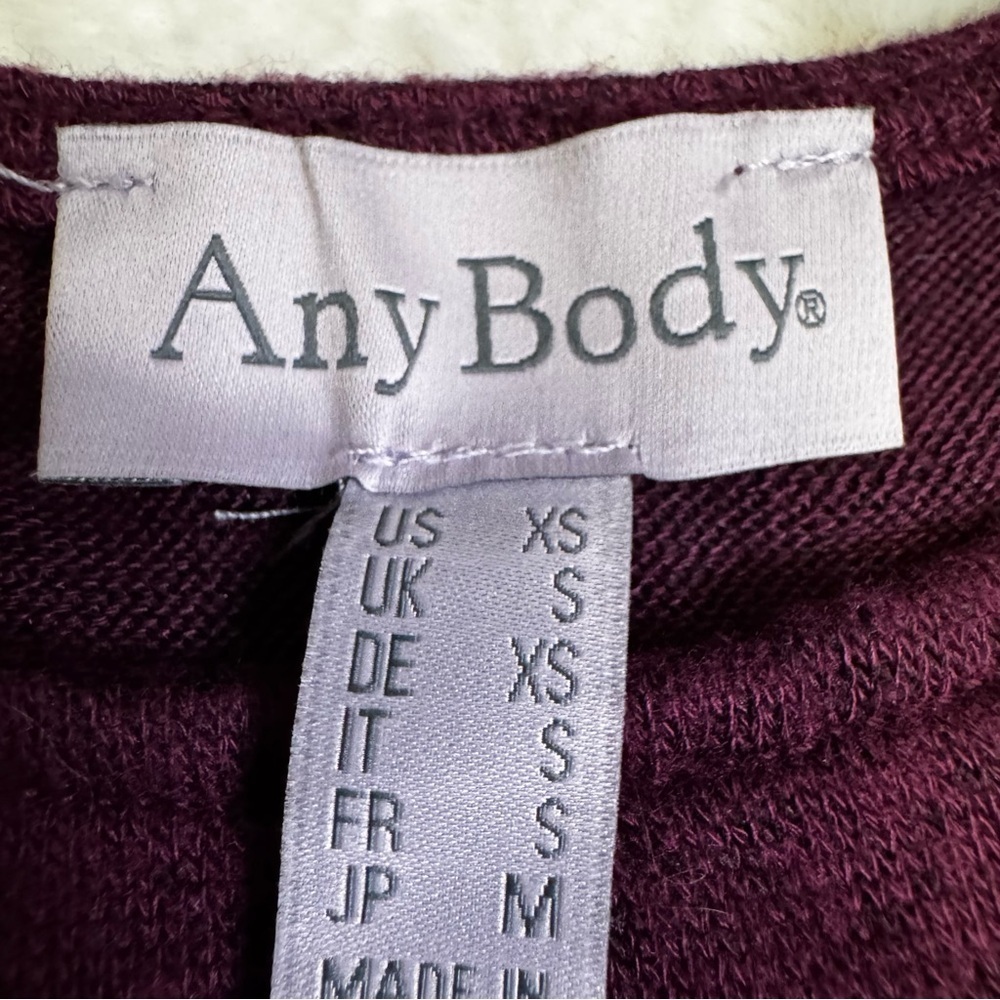 AnyBody Loungewear Womens Brushed Hacci Cold Shoulder Top in  Grape Wine Size XS - Picture 5 of 12